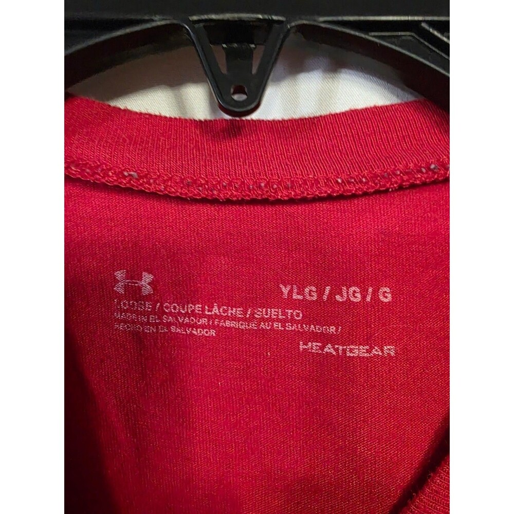 Under Armour Boys YLG HeatGear Red Short Sleeve T Shirt USA Flag Logo - Picture 3 of 5